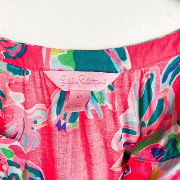 Lilly Pulitzer Sleeveless Stacey Top- Dragon Fruit Toucan Size M - Picture 2 of 5